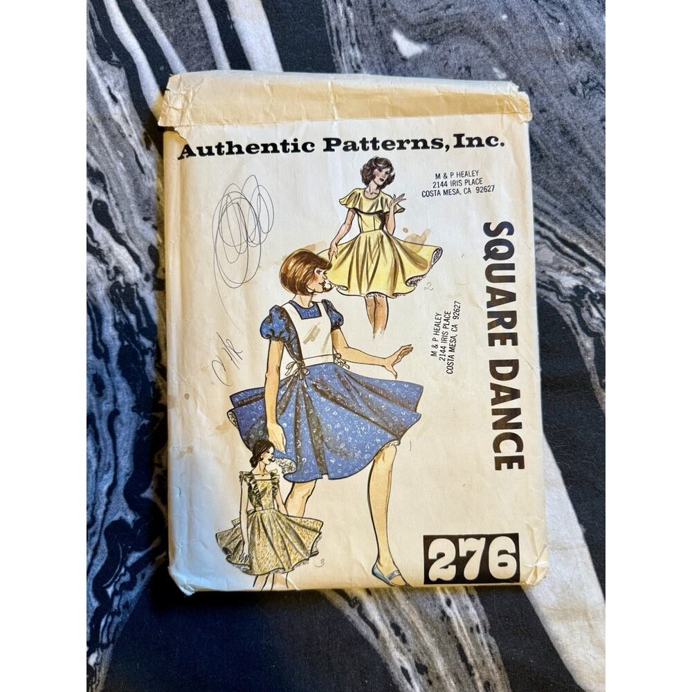 Vintage 1970 Authentic Patterns Square Dance Dress Pattern #276 Sizes 12-14-16